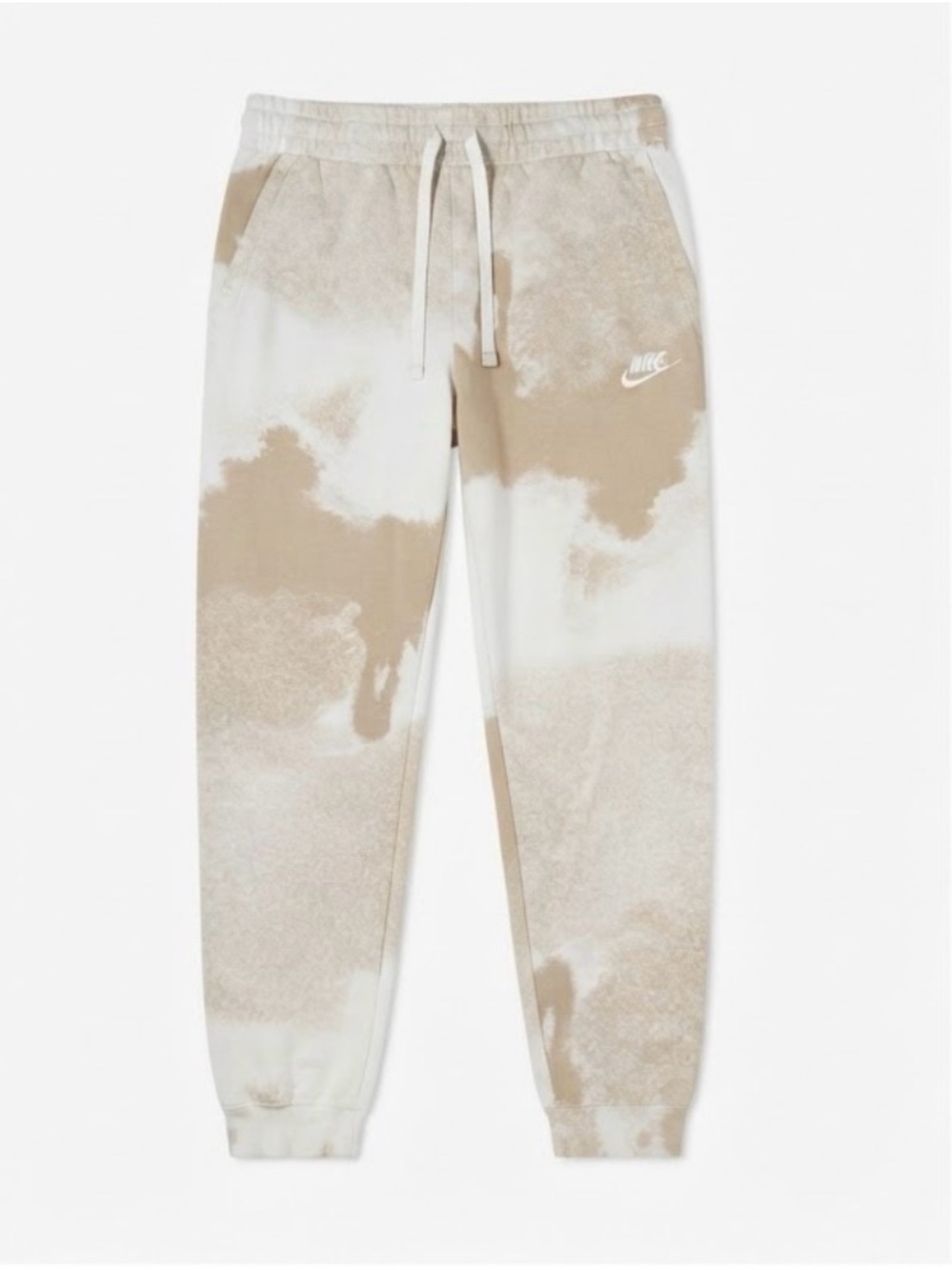 Nike Bleached Tie Dye Fleece Joggers Sweatpants Cream Brown XL